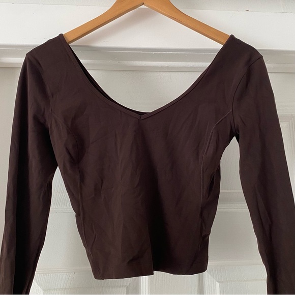 Lululemon Align Dark Brown Cropped Long Sleeve Top - Picture 2 of 5